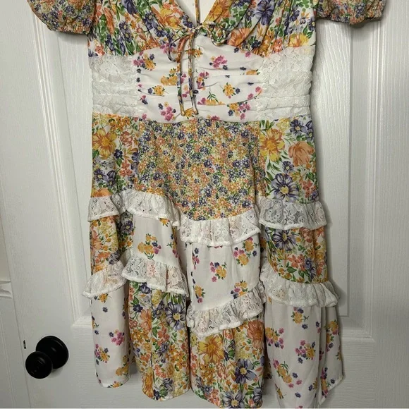 Altar’d State Aderny Patchwork Floral Mini Dress - Picture 8 of 13